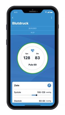 Die „beurer HealthManager Pro" App in Anwendung.