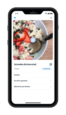 "beurer MyHeart" App-Screen Rezepte