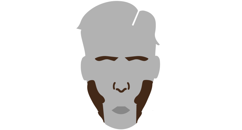 Representación gráfica sencilla de un rostro masculino con cabello corto y patillas