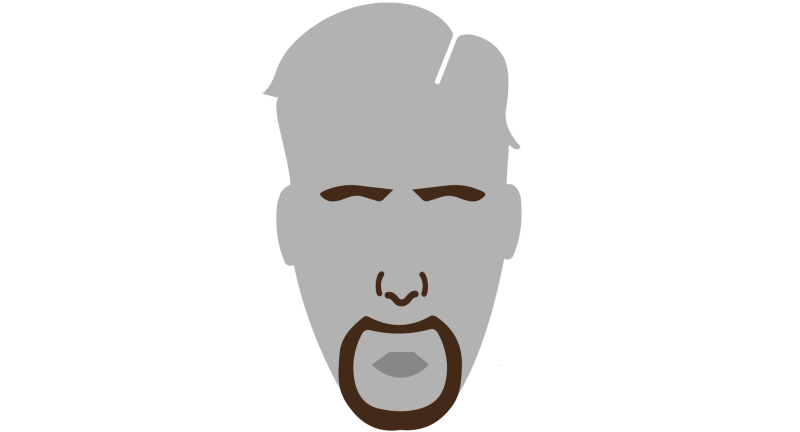 Representación gráfica sencilla de un rostro masculino con cabello corto y barba combinada