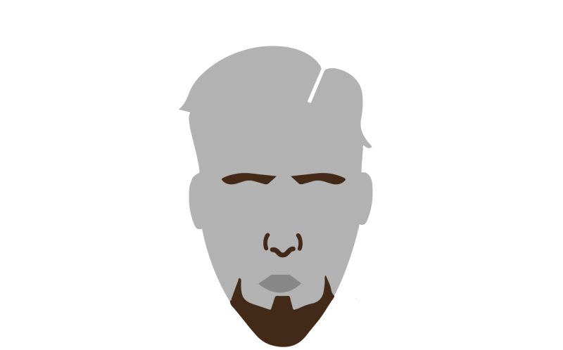 Representación gráfica sencilla de un rostro masculino con cabello corto y barba de mentón