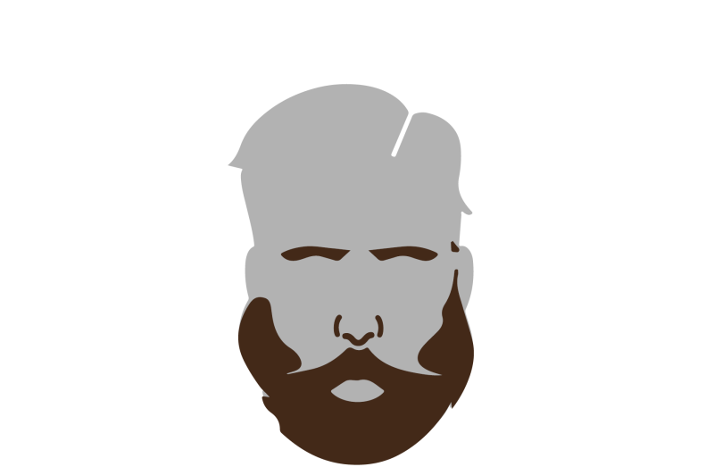 Representación gráfica sencilla de un rostro masculino con cabello corto y barba completa