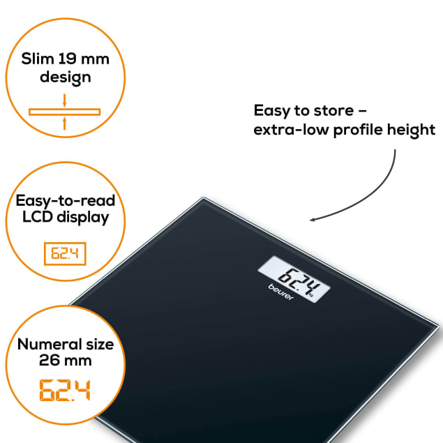 Pèse-personne en verre GS 10 noir Image du produit